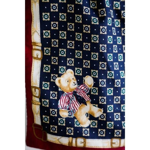 Vintage Bear Print Geometric Background Small Multicolour  Scarf - Picture 3 of 3